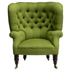 Used Button Back Wing Chair, England circa 1860