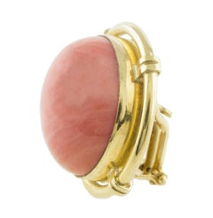Bottoni di corallo arancione/rosa, orecchini a clip in oro giallo 18K