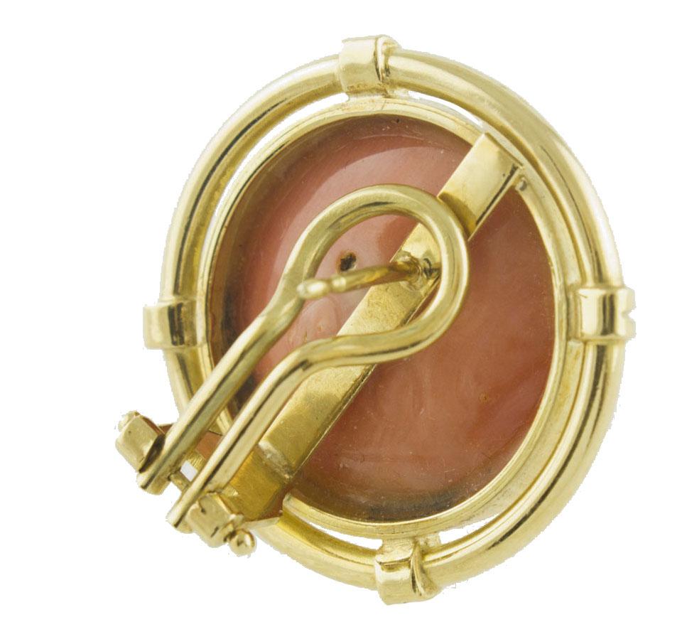 Pendientes de clip de oro amarillo de 18 quilates, botones de coral naranja/rosa en Bueno estado para la venta en Marcianise, Marcianise (CE)