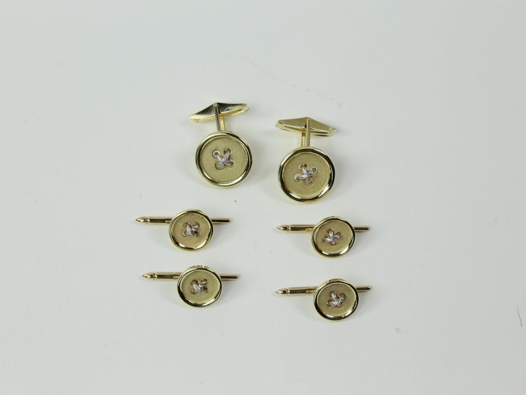 Button Cufflink and Shirt Stud Gold Dress Set For Sale at 1stdibs