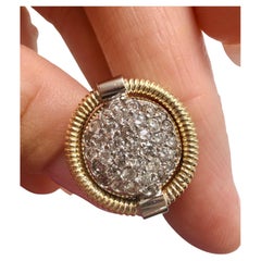 Button omega diamond earrings 14KT gold