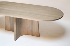 Button Racetrack Dining Table in Oxidized and Cerused Rift White Oak