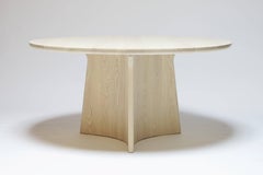 Button Round Pedestal Dining Table in Bleached Solid Ash