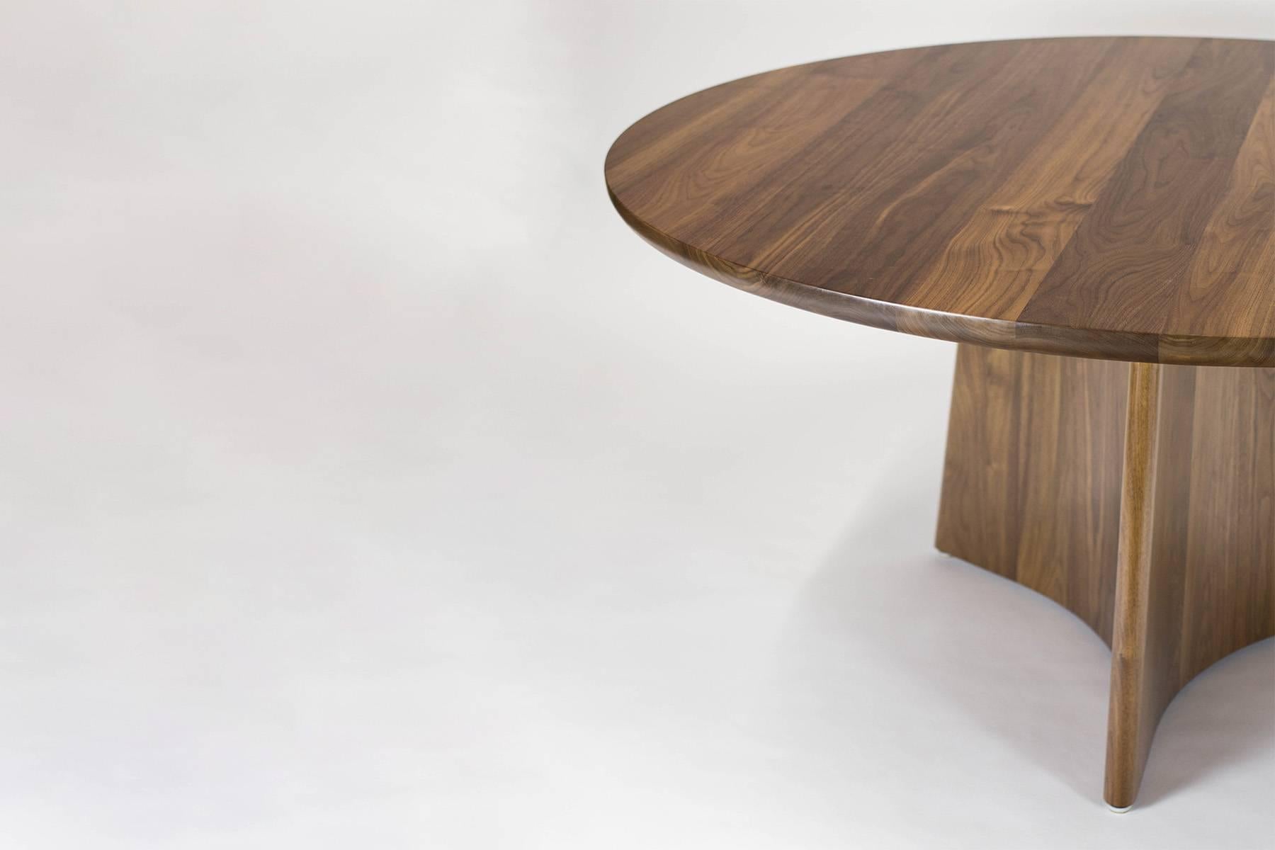 Contemporary Button Round Pedestal Dining Table in Bleached Solid Ash For Sale