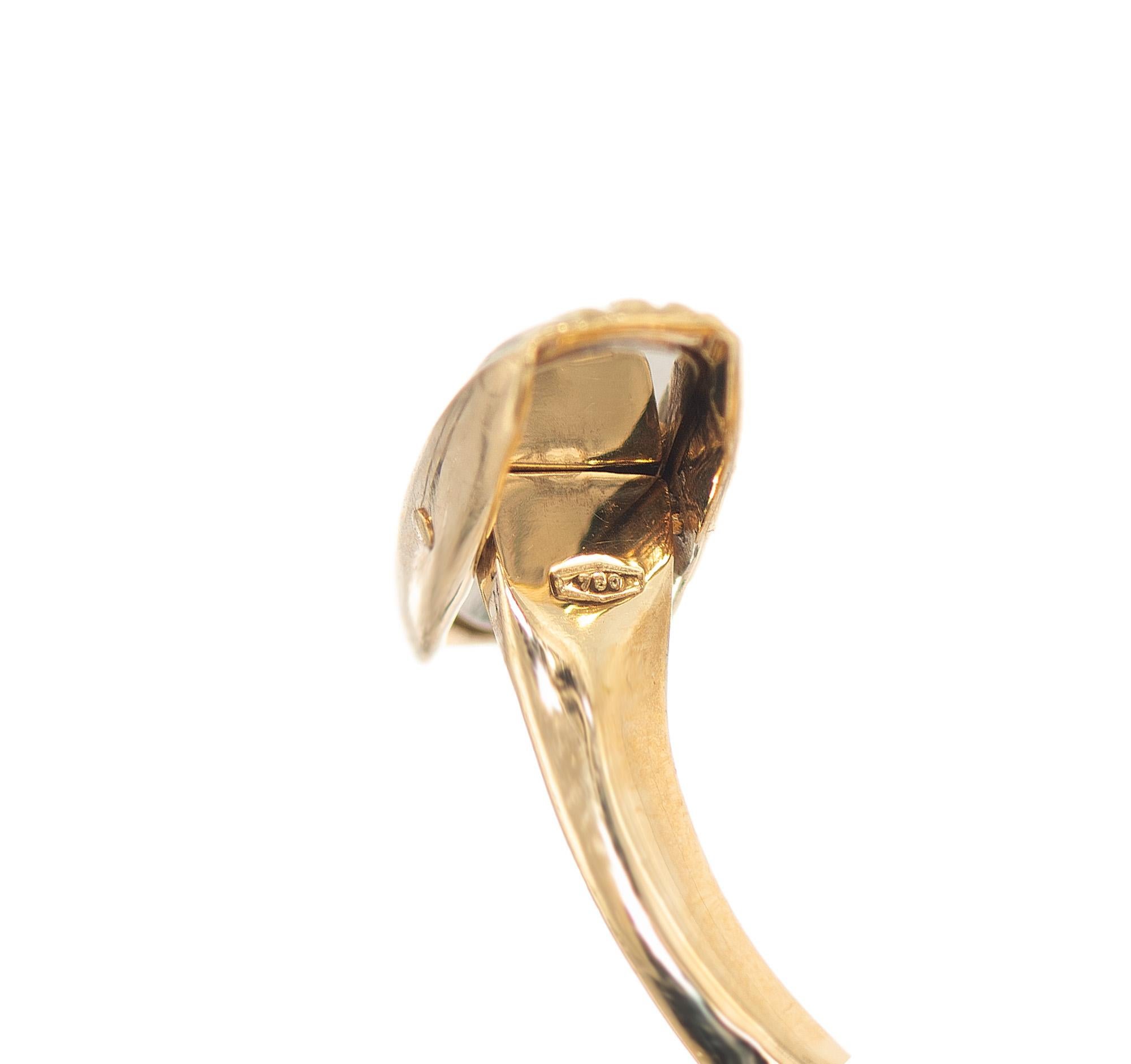 Knopf Stil Italienisch Rund Diamant Gold Mid Century Manschettenknöpfe im Angebot 1