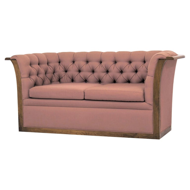 Button-Tufted Chesterfield Style Tuxedo Sofa Loveseat w/ Mauve-Brown  Upholstery For Sale at 1stDibs | mauve loveseat, chesterfield upholstery,  mauve tuxedo