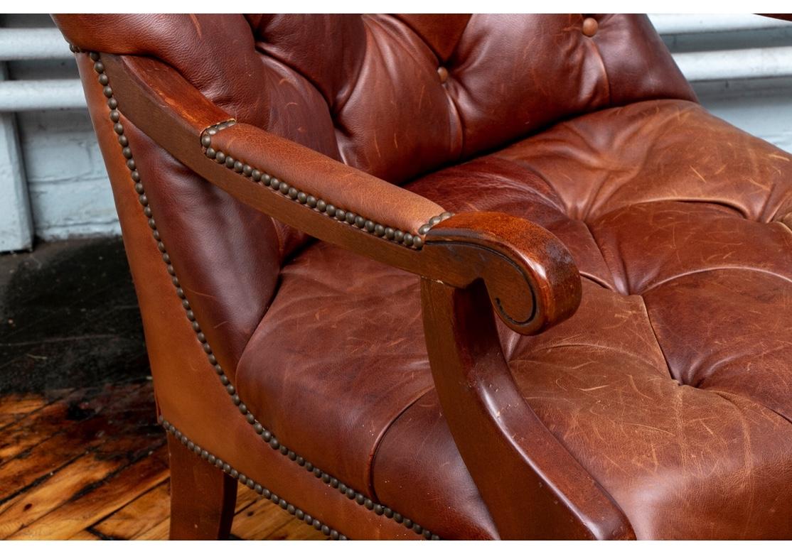 button tufted leather chair