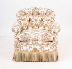 Button-Tufted Upholstered Lounge Chair
