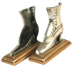 Button-Up Shoe Brass Bookends