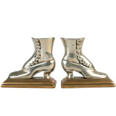 Antique Button-Up Shoe Brass Bookends