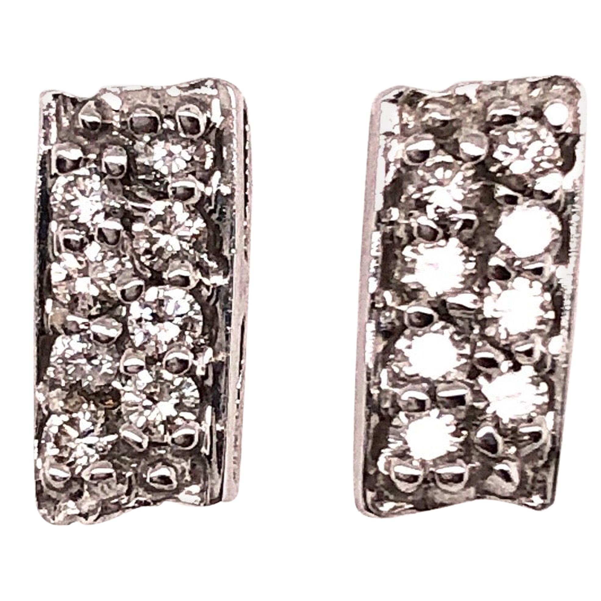 Button White Gold Earrings with 16 Diamonds For Sale
