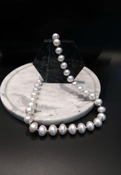 Button White South Sea Pearl Necklace with Faceted 18k White Gold Beads