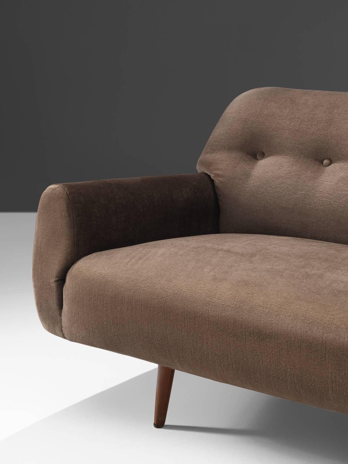 Mid-20th Century Buttoned Velvet Sofa, circa 1960