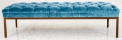 Buttoned Velvet-Upholstered Rectangular Bench