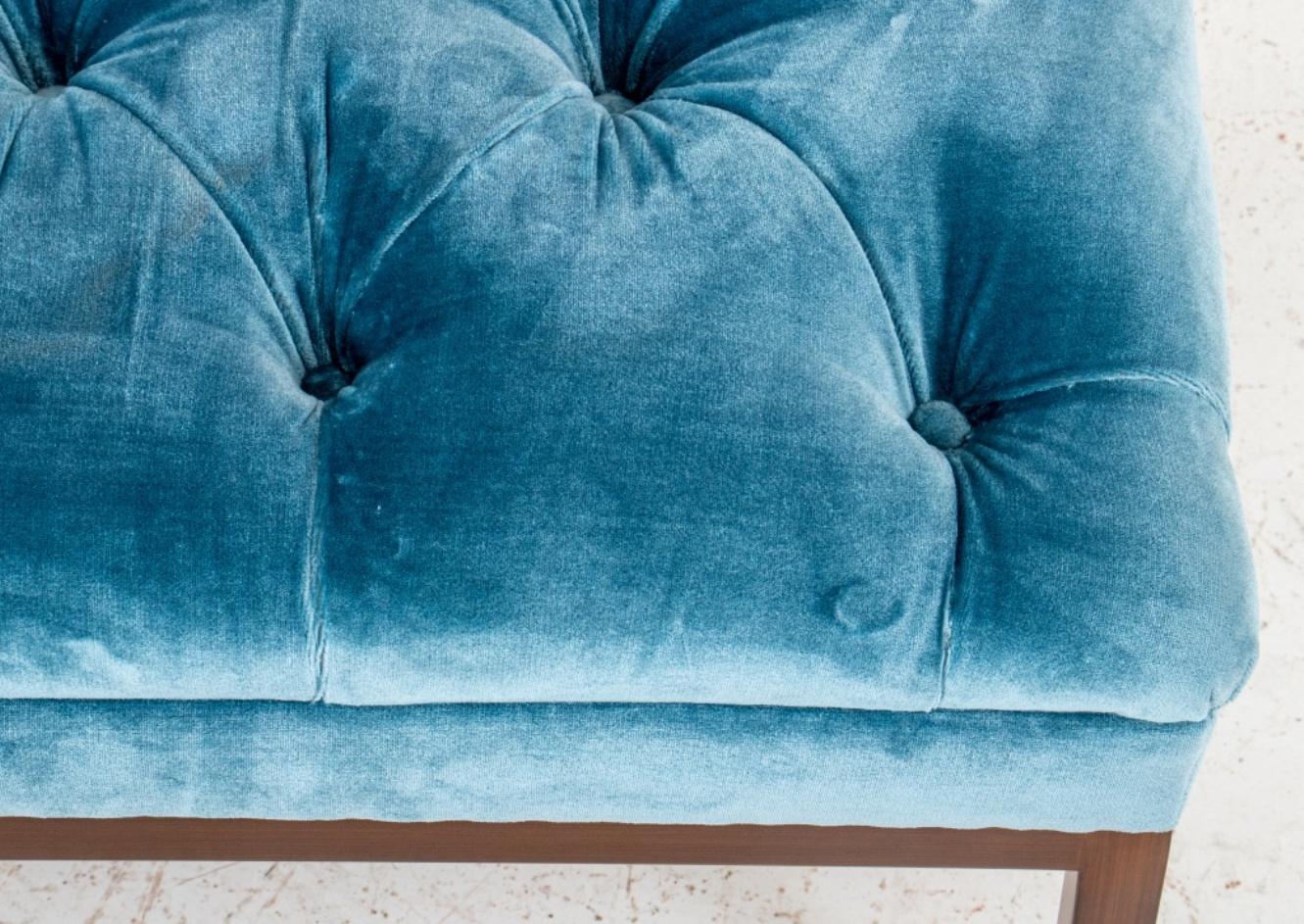 Modern Buttoned Velvet-Upholstered Rectangular Bench
