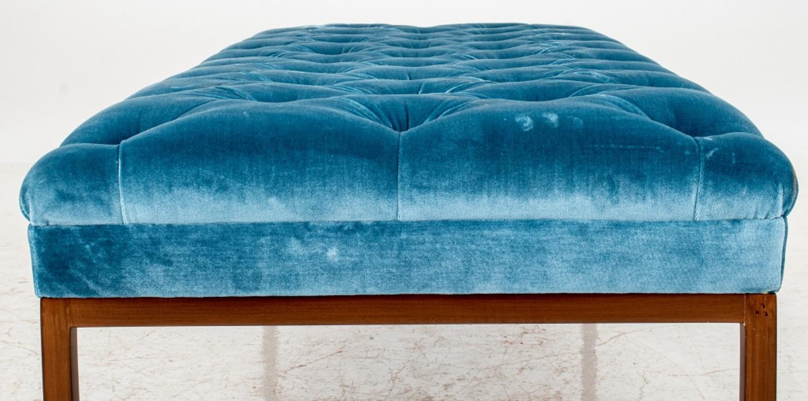 Buttoned Velvet-Upholstered Rectangular Bench 3
