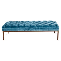 Buttoned Velvet-Upholstered Rectangular Bench