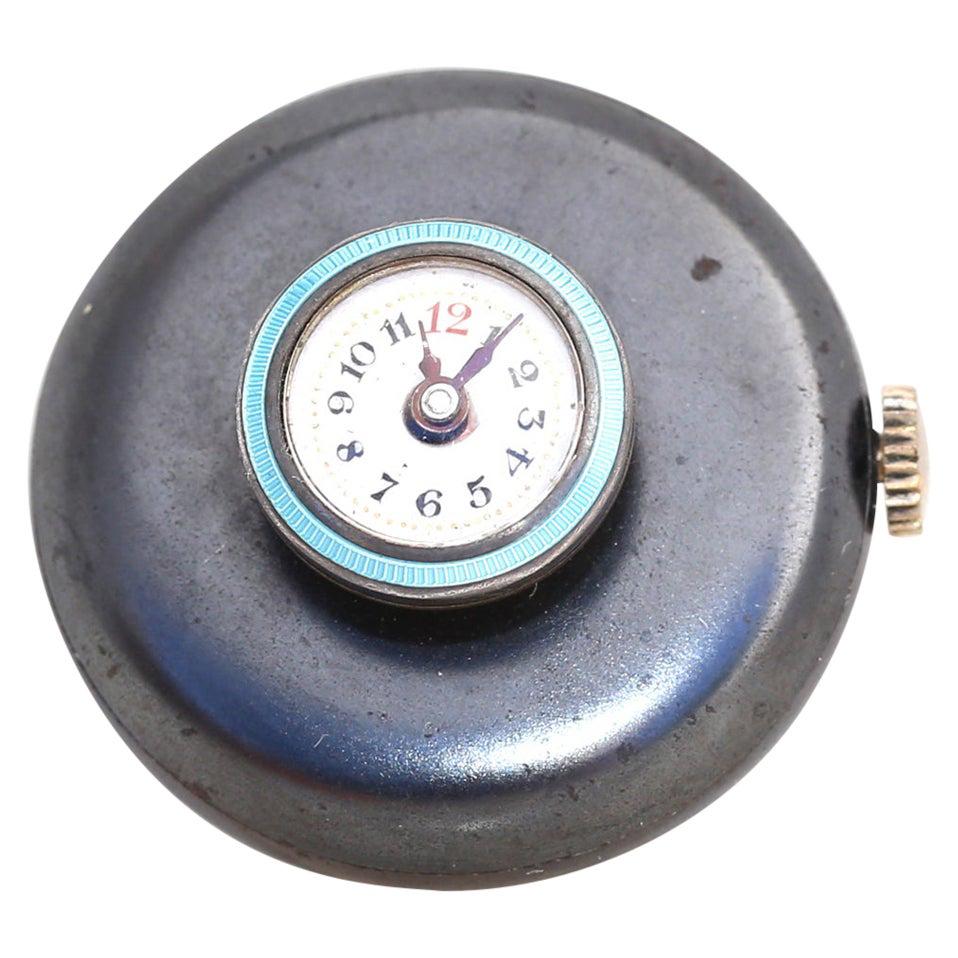 Buttonhole Watch Enamel Blued Steel, 19th Century For Sale