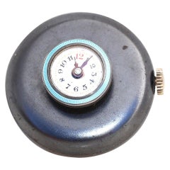 Buttonhole Watch Enamel Blued Steel, 19th Century