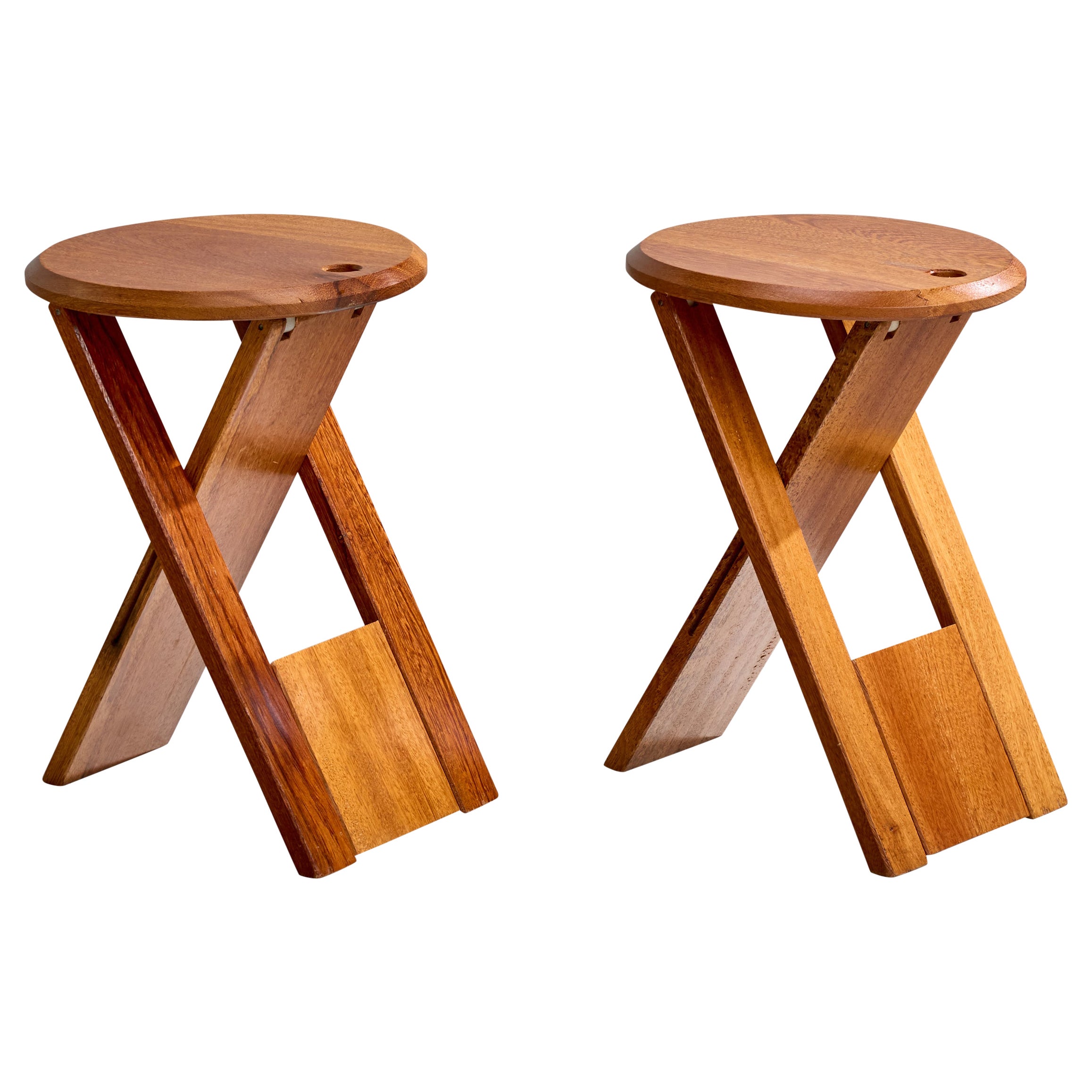 Butzke, tabourets Foldes, Wood Wood, Brésil, années 1990