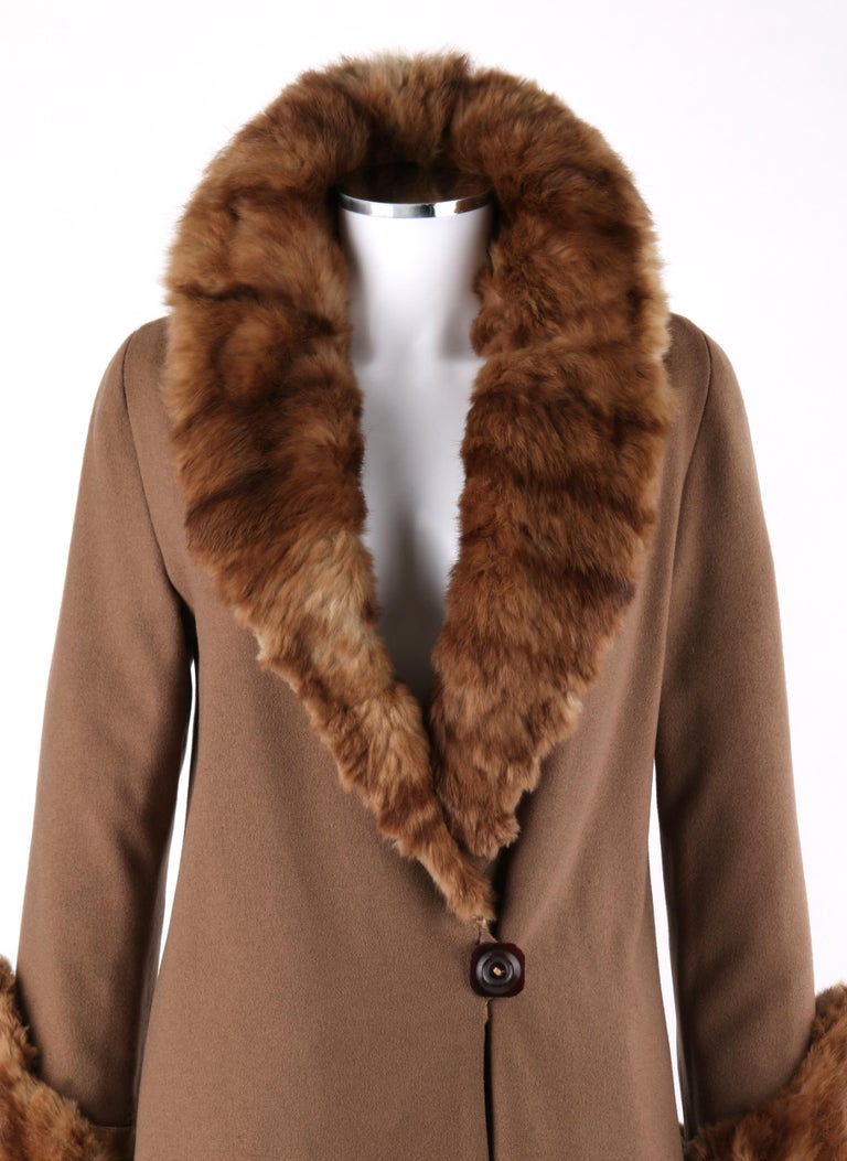 BUXKIN c.1910's Edwardian Sable Fur Tailored Deco Shawl Lapel Collar Coat Jacket
 
Circa: 1910’s 
Label(s): Buxkin / Wyandotte Fabric
Style: Coat
Color(s): Brown
Lined: Yes
Unmarked Fabric Content (feel of): Wool
Additional Details / Inclusions: