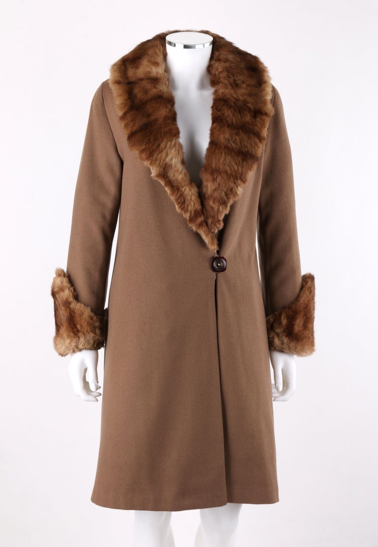 Brown BUXKIN c.1910's Edwardian Sable Fur Tailored Deco Shawl Lapel Collar Coat Jacket For Sale