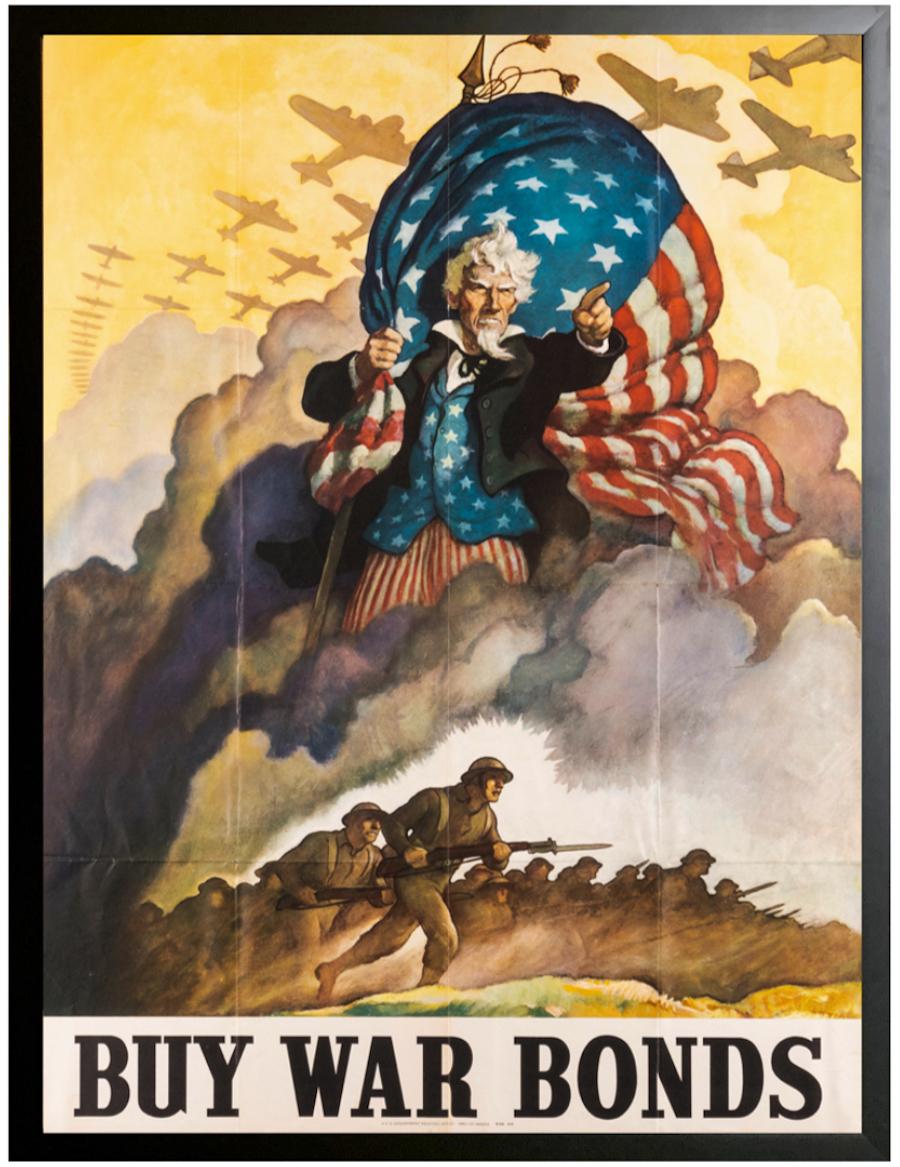 „Buy War Bonds“ Vintage-Poster aus dem Zweiten Weltkrieg von Newell Convers Wyeth, 1942 im Zustand „Gut“ im Angebot in Colorado Springs, CO