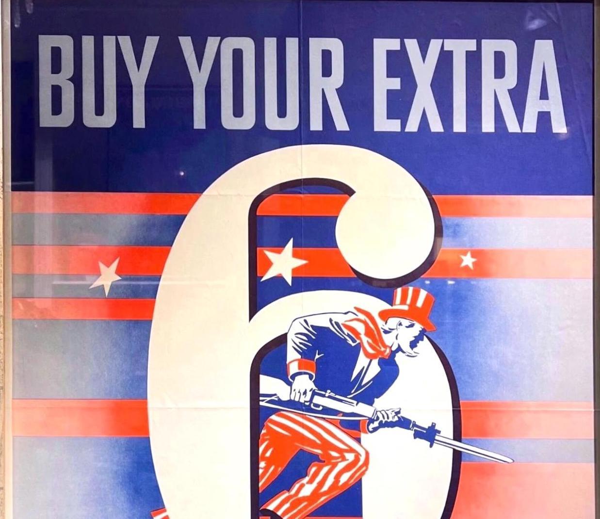 „“Buy Your Extra 6th War Loan Bonds Here““ Vintage-WWII-Poster, 1944 im Zustand „Gut“ im Angebot in Colorado Springs, CO