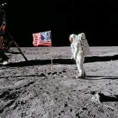 Buzz Aldrin. Apollo 11. Drapeau sur la lune" - Impression par sublimation sur aluminium