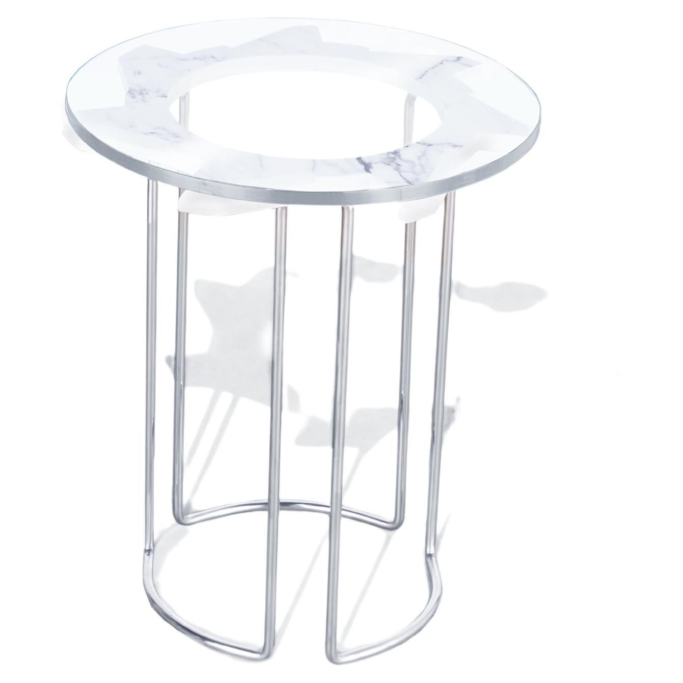 Buzzsaw End Table, White For Sale