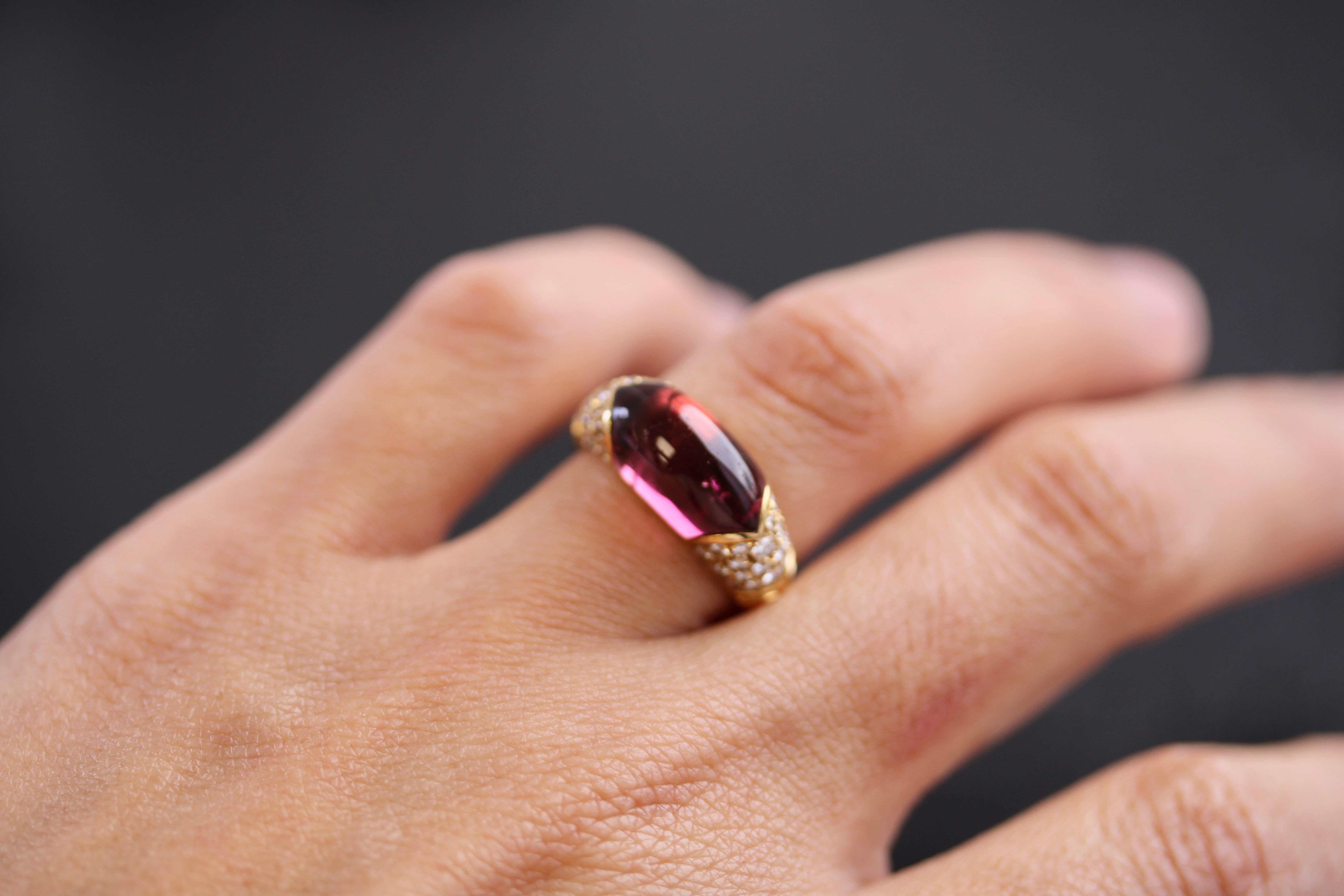 Anillo Bvgari Tronchetto Oro Amarillo 18K Con Diamantes 2