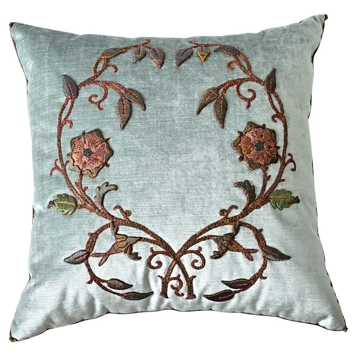 BVIZ Antique European Raised Gold Embroidery Pillow