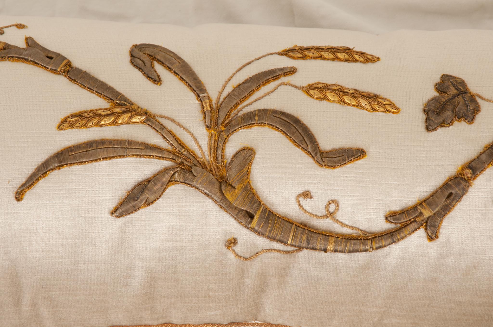 Hand-Crafted B.Viz Raised Gold Metallic Embroidery Pillow