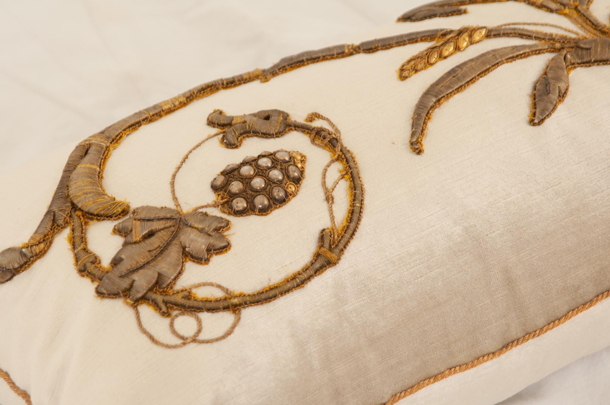 Fabric B.Viz Raised Gold Metallic Embroidery Pillow