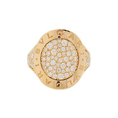 Bvlagri 'Bvlgari-Bvlgari' Yellow Gold and Pavé Diamond Ring