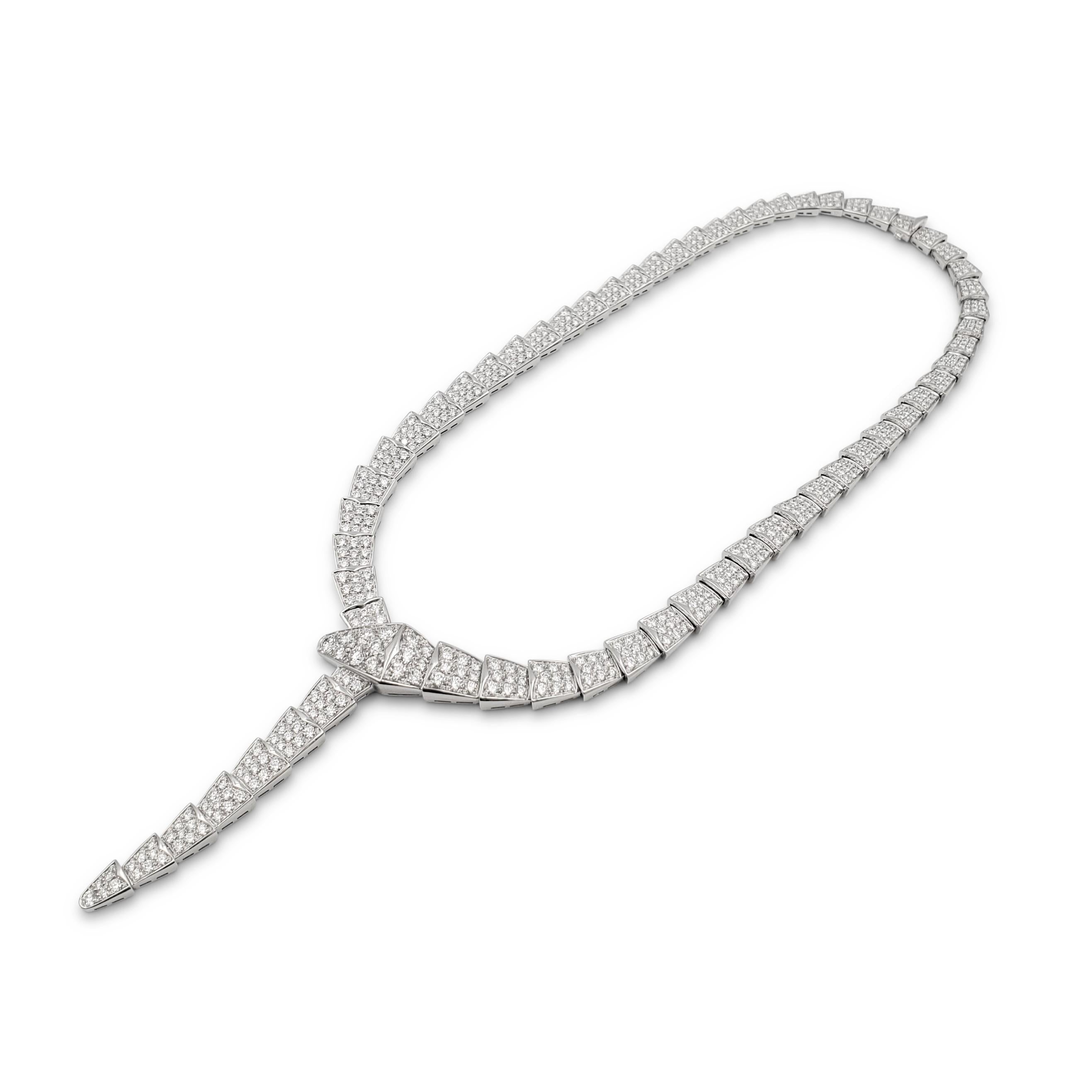 bvlgari serpenti viper necklace in white gold with diamonds
