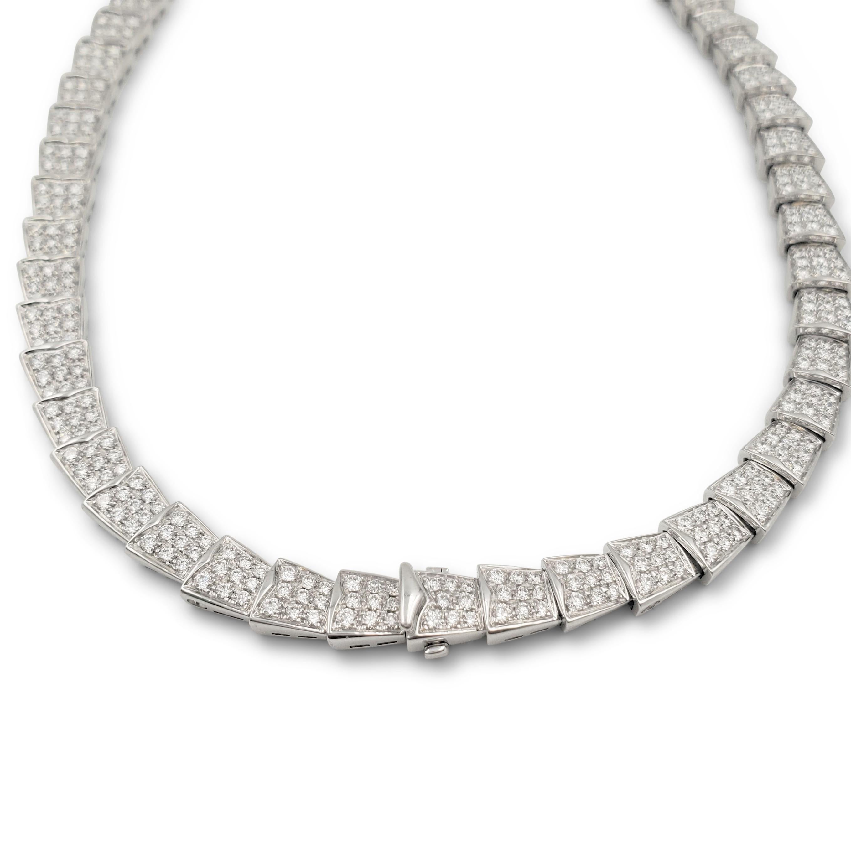 Round Cut Bvlgari 'Serpenti Viper' White Gold and Diamond Necklace