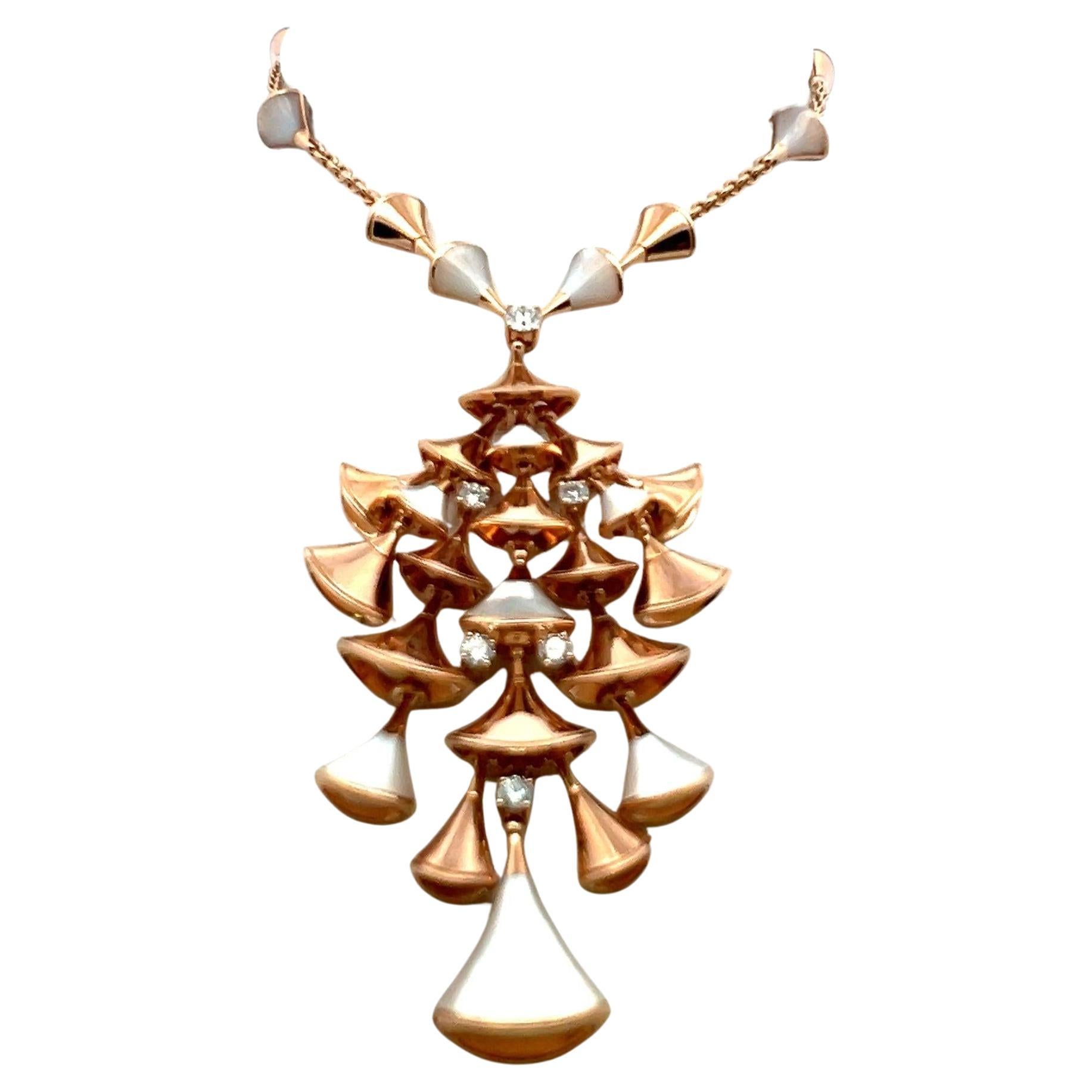 Bvlgari 0.75 Carat Round Brilliant Diamond 18 Karat Rose Gold Pendant Necklace