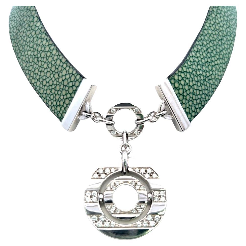 Collana Bvlgari con diamante tondo e brillante da 1,00 carati in oro bianco 18 carati in vendita