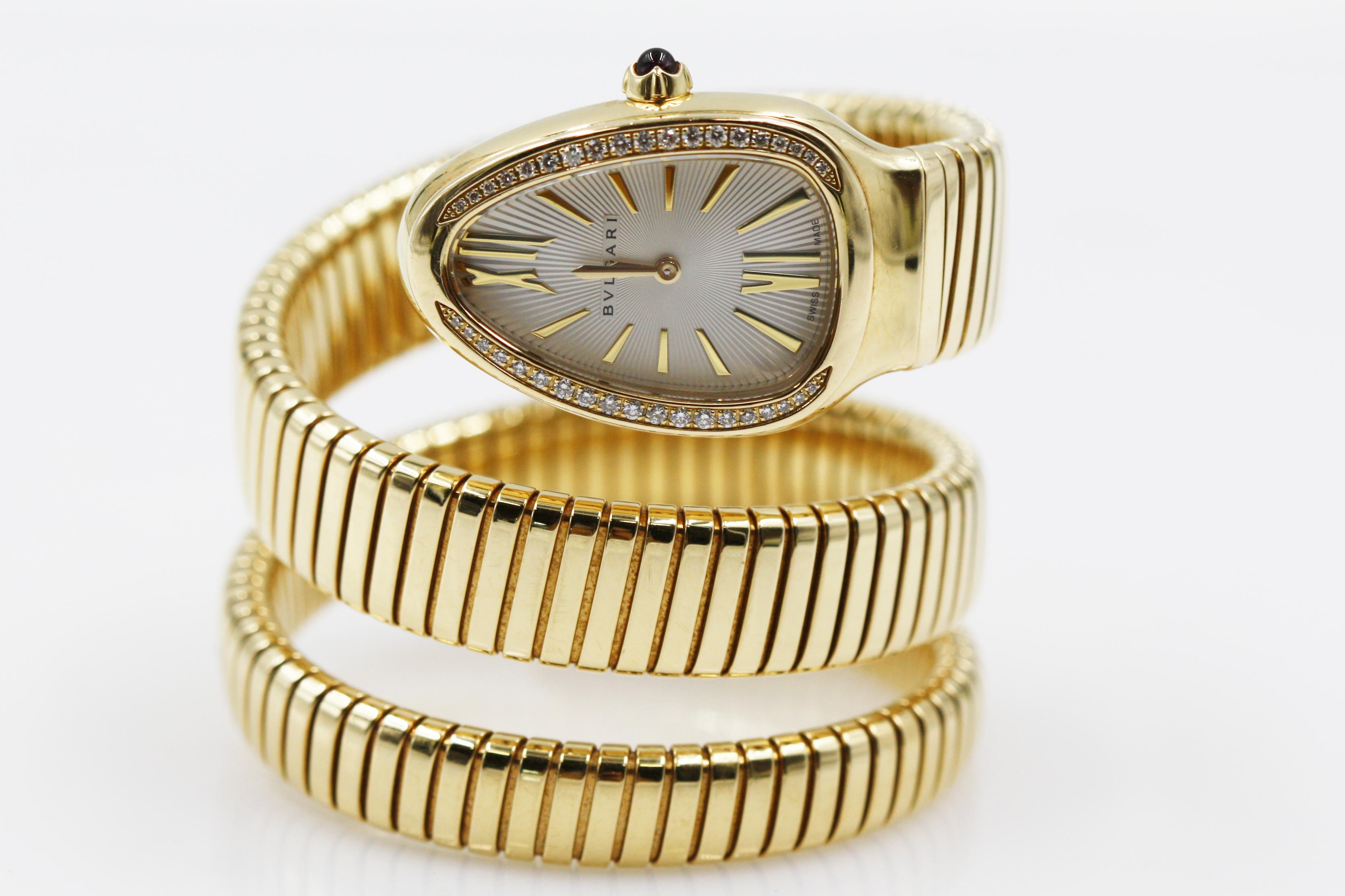 Bvlgari 101923 Sp35c6gdg.2t Serpenti Tubogas Watch, Yellow Gold In Excellent Condition In New York, NY