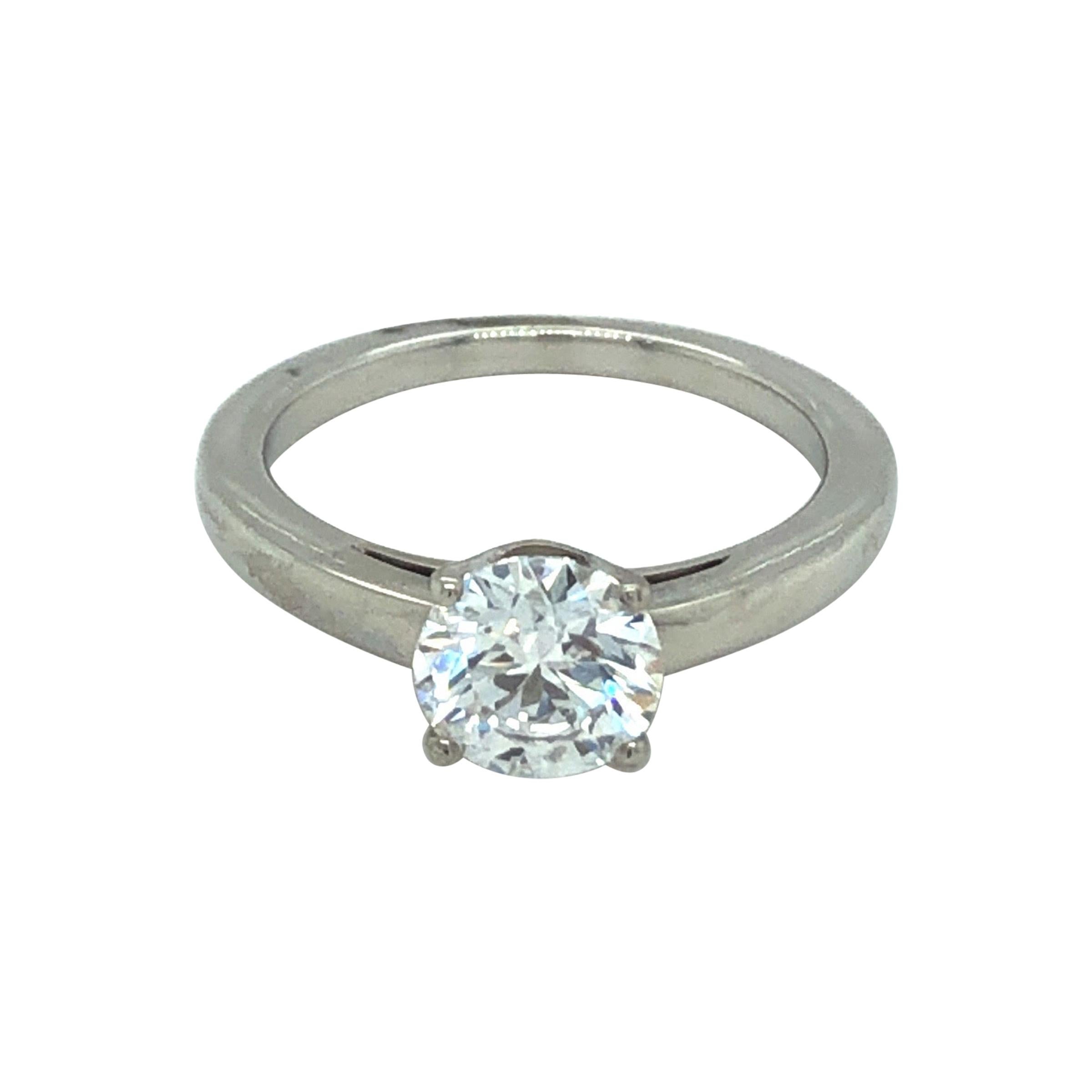 Bvlgari 1.02 Carats Four Prong Round Cut Diamond Platinum Engagement Ring For Sale