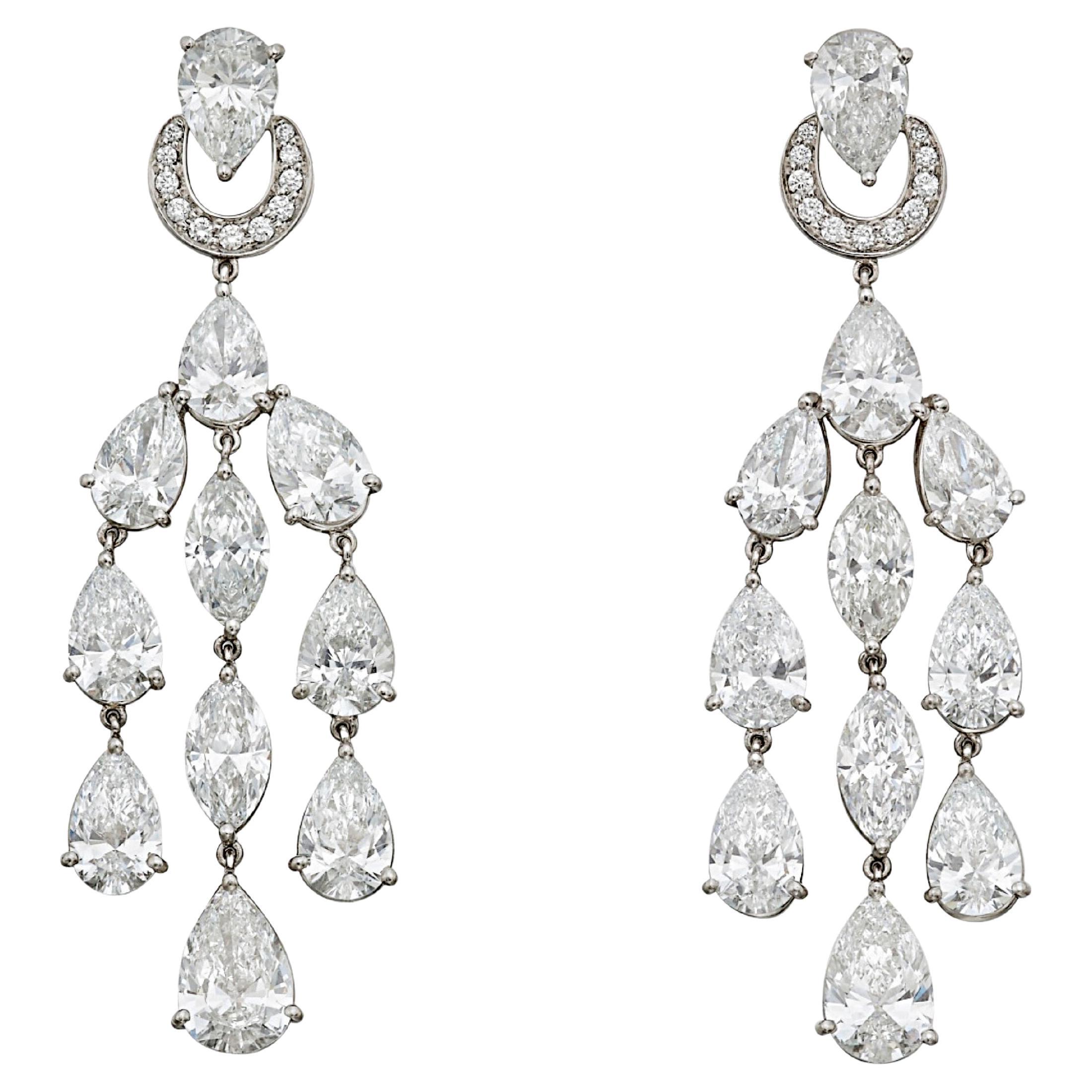 Bvlgari 13.5ct Platinum Diamond Chandelier Drop Earrings