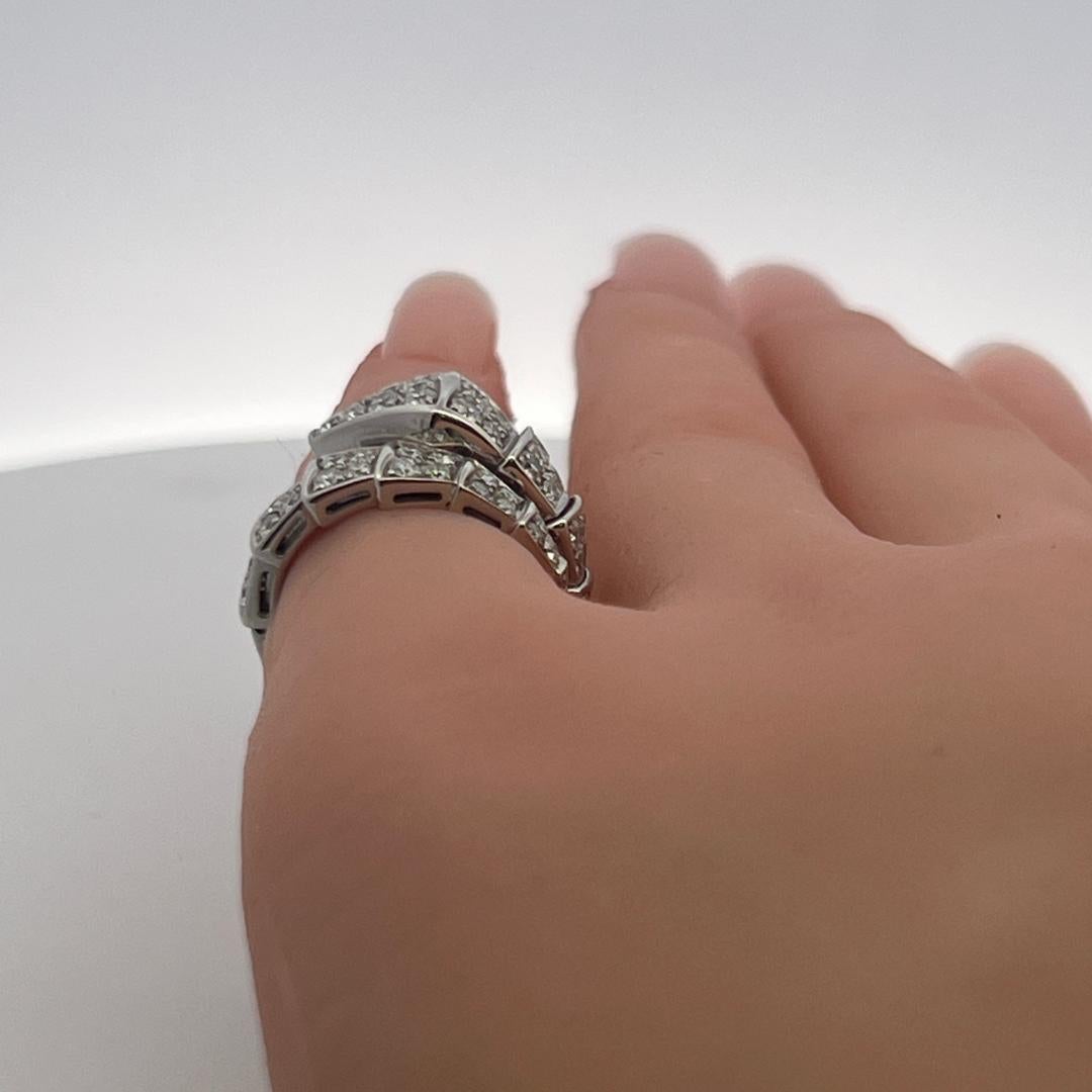 Bvlgari 1.58 Carat Round Brilliant Diamond 18 Karat White Gold Serpenti Ring For Sale 5