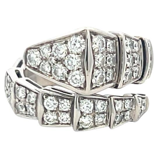 Bvlgari 1.58 Carat Round Brilliant Diamond 18 Karat White Gold Serpenti Ring For Sale