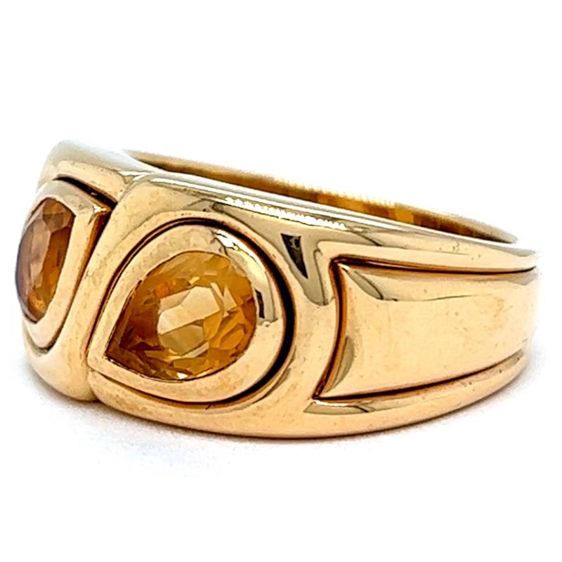 Women's or Men's Bvlgari 1.70 Carat Citrine 18 Karat Yellow Gold Band Ring