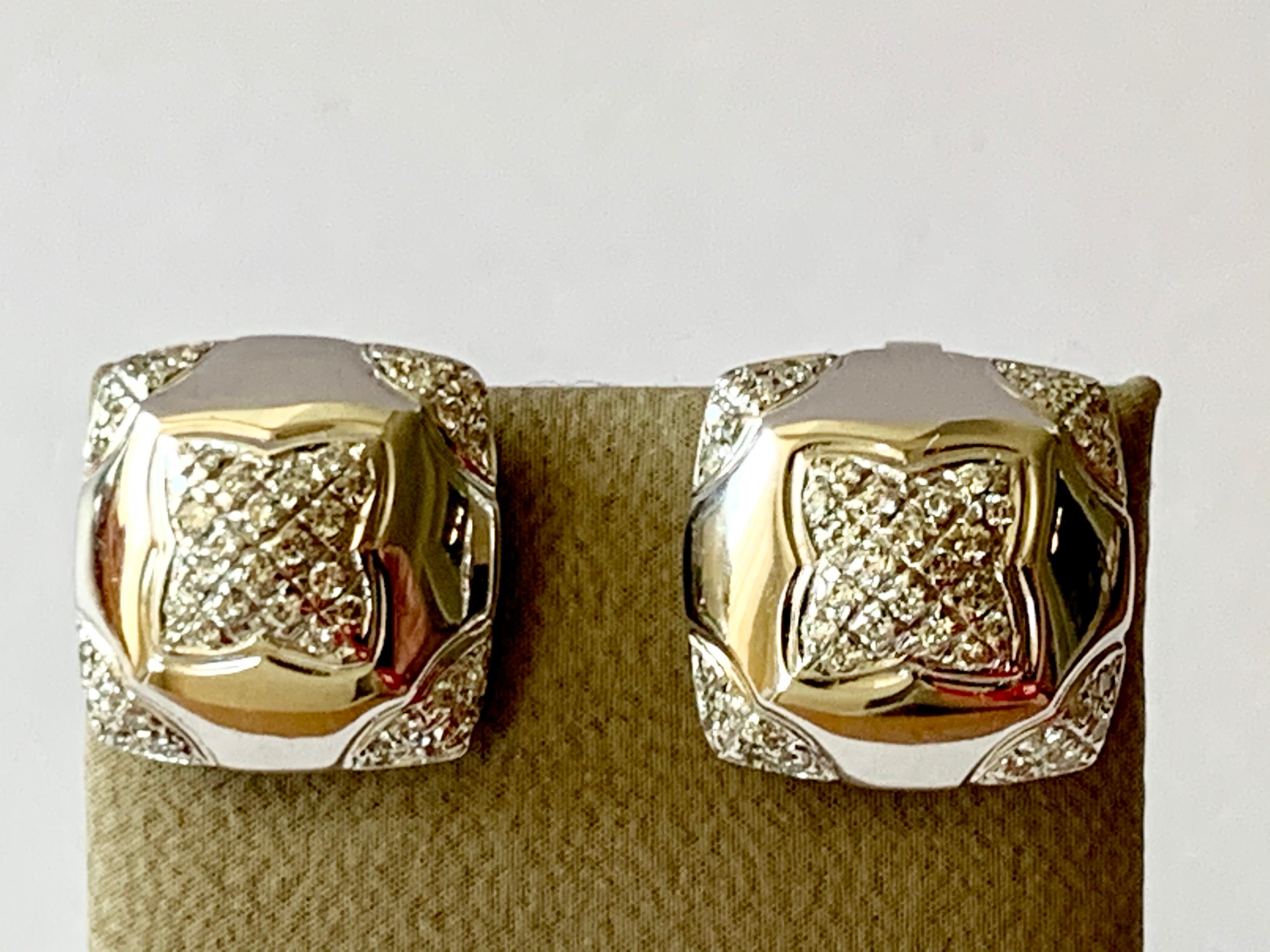Bvlgari 18 Karat White Gold Diamond Pyramid Earrings 3