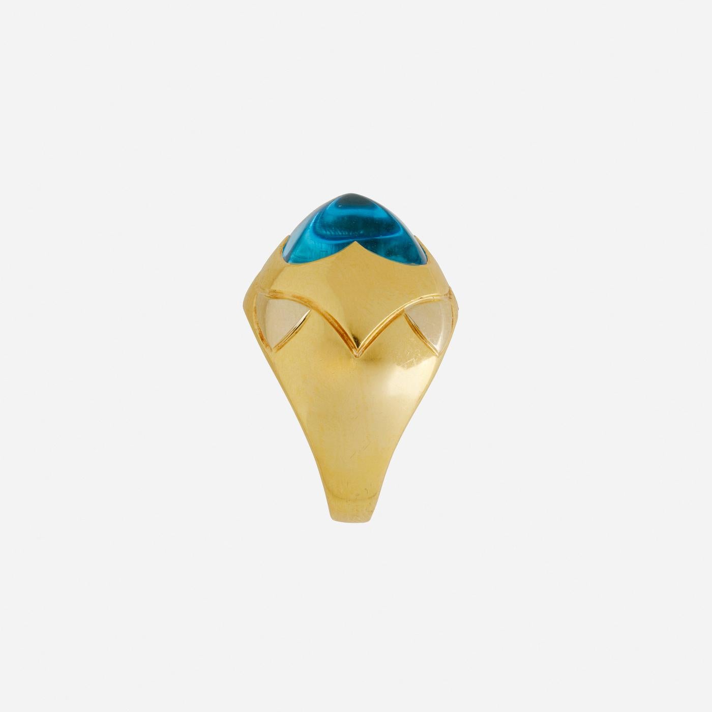 Women's or Men's Bvlgari 18 Karat Gold Blue Topaz 