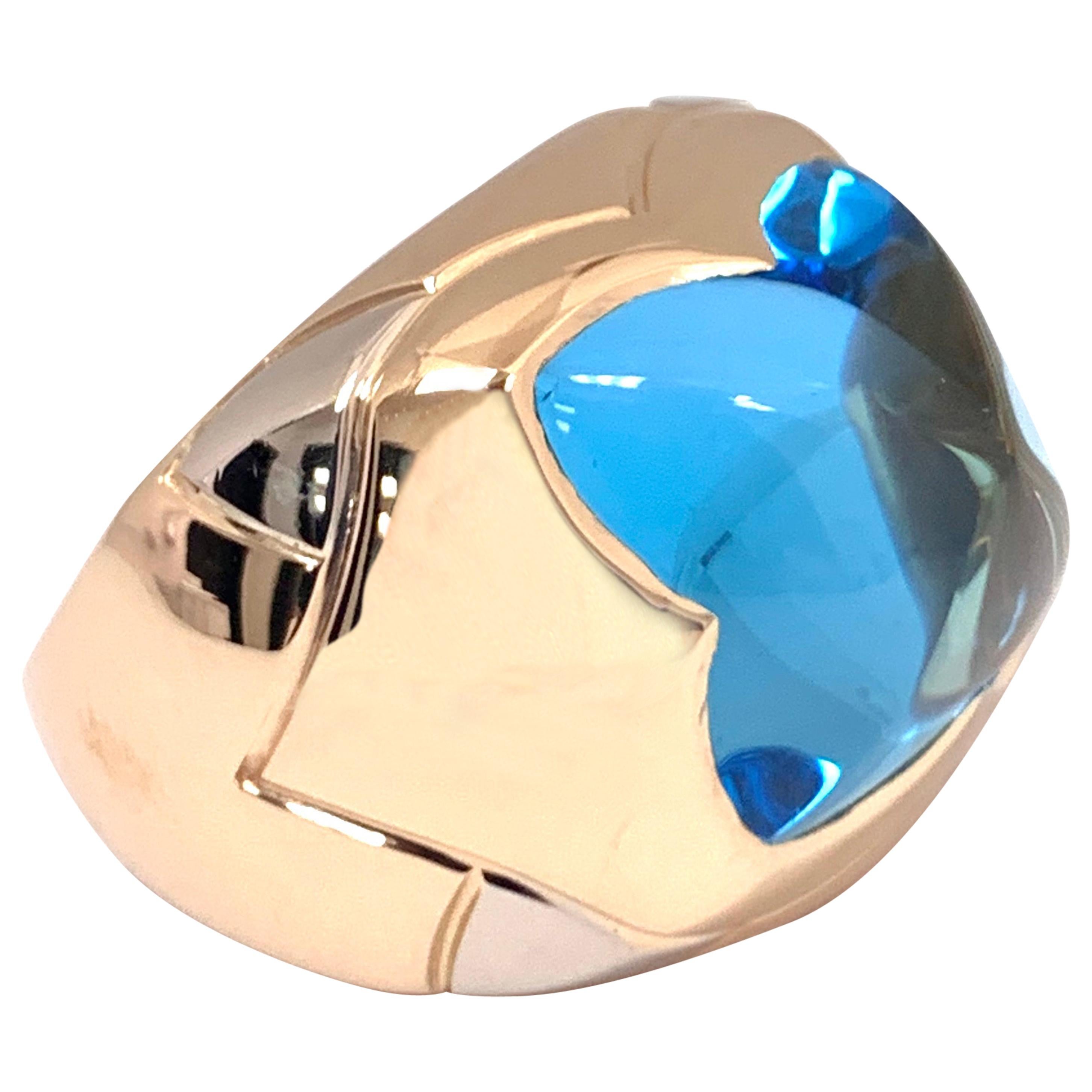 Bvlgari 18 Karat Gold Blue Topaz "Piramide" Ring at 1stDibs | bvlgari topaz  ring