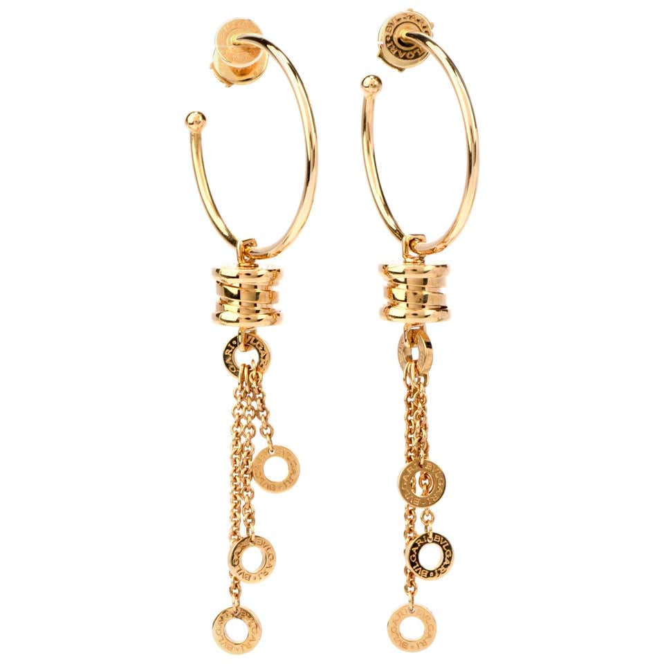 Dangling Hoops Bvlgari 18 Karat Gold B.Zero1 Dangle Hoop Earrings at 1stDibs