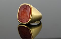 Bvlgari – 18 Karat Gold Carnelian Seal Ring, Made in Italy, circa 1980s